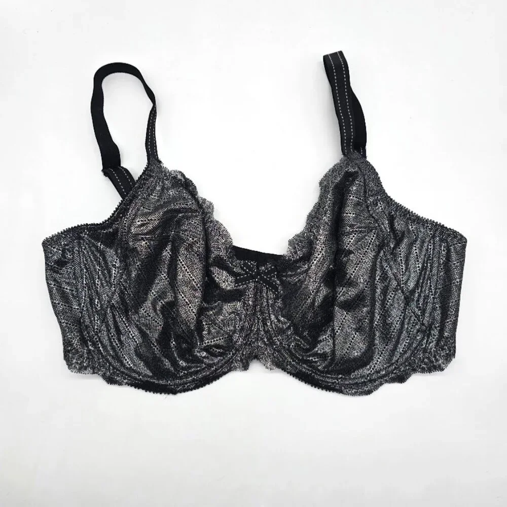 Chantelle Rive Gauche Bra 38DDD Black Metallic Lace - Picture 7 of 10